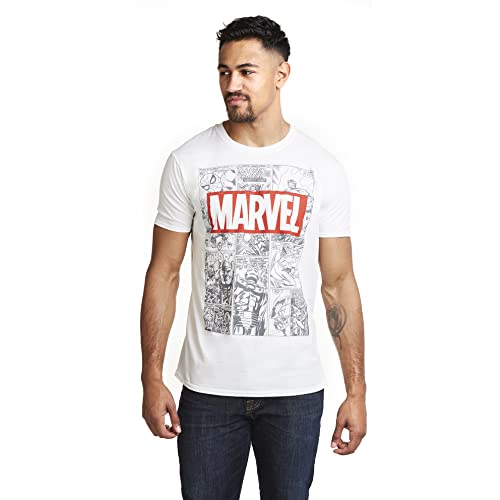 Marvel Herren Mono Comic T-Shirt, weiß, M von Marvel