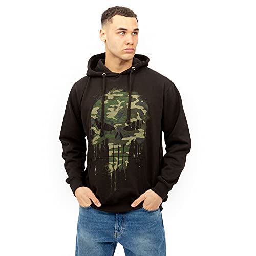 MARVEL Herren Punisher Skull Camo Kapuzenpullover, Schwarz, L (35er Pack) von Marvel