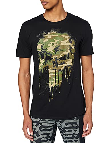 MARVEL Herren Punisher Skull Camo T-Shirt, Schwarz, S von Marvel