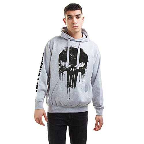 Marvel Herren Punisher Skull Kapuzenpullover, Grey Heather, L von Marvel