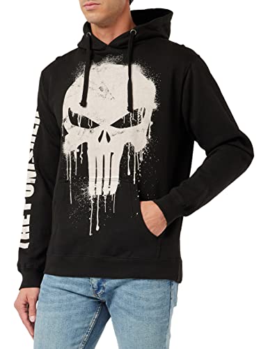 Marvel Herren Punisher Skull Kapuzenpullover, Schwarz, L (1er Pack) von Marvel