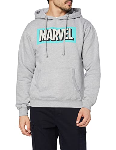 MARVEL Herren Retro Logo Skate-Kapuzenpullover, Grey Heather, L von Marvel