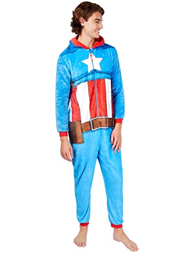 Marvel Herren Schlafanzug Captain America Blau Large von Marvel