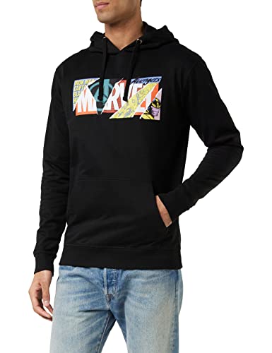 Marvel Herren Scrapbook Logo Hoodie Kapuzenpullover, Schwarz, L EU von Marvel