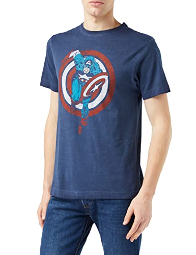 Marvel Herren Shield Charge T-Shirt, Navy, Large von Marvel