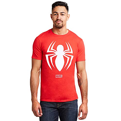 Marvel Herren Spiderman Logo T Shirt, Cherry Red, L EU von Marvel