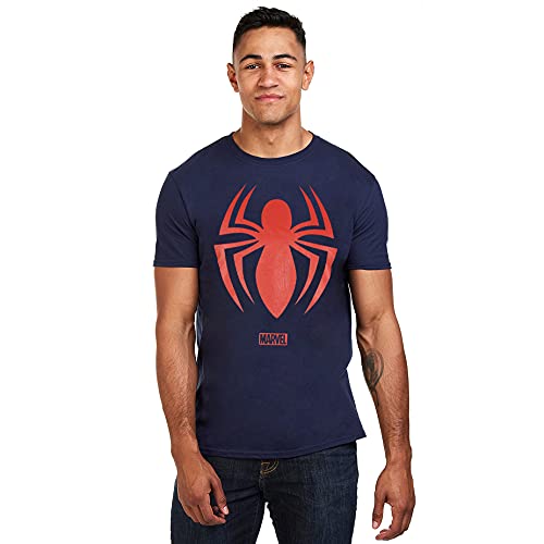 Marvel Herren Spiderman Logo T Shirt, Navy, L EU von Marvel