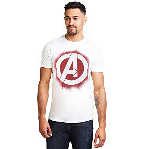 Marvel Herren Stencil Logo T Shirt, Weiß, L EU von Marvel