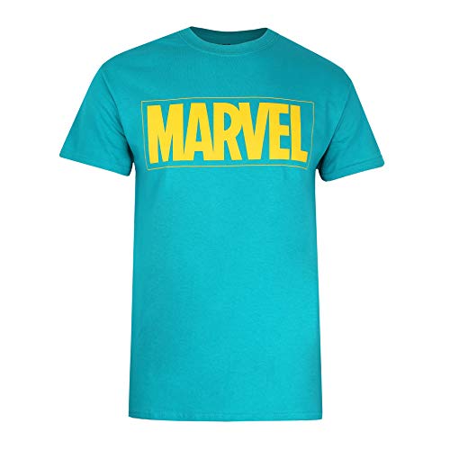 Marvel Herren Text Logo T-Shirt, Grün (Jade JAD), XX-Large von Marvel