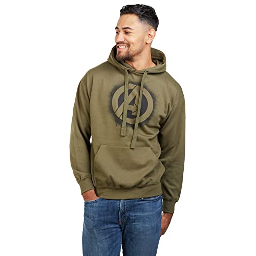 Marvel Herren The Avengers Stencil Logo Kapuzenpullover, Grün (Olive Green Old), M EU von Marvel