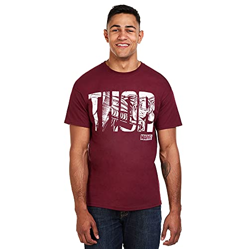 Marvel Herren Thor Text T-Shirt, Rot (Garnet Gar), XX-Large von Marvel