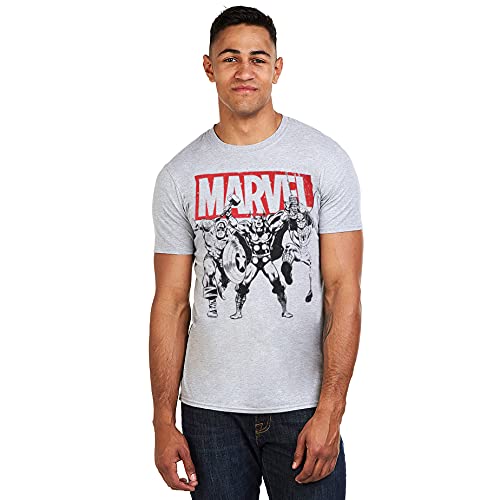 Marvel Herren Trio Heroes T-Shirt, Grau (Grey Marl SPO), X-Large von Marvel