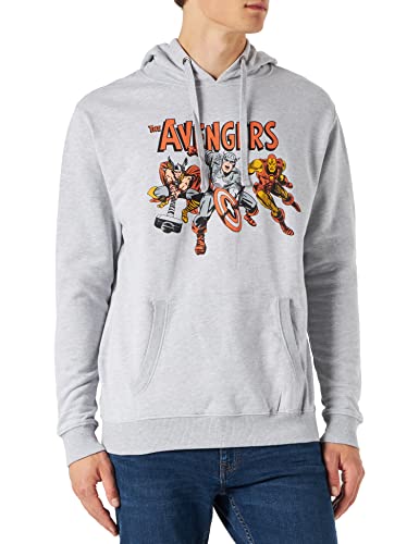 Marvel Herren Vintage Avengers Kapuzenpullover, grau, S von Marvel