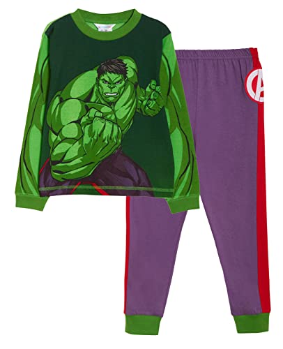 Marvel Unglaubliche Hulk Schlafanzug für Jungen, Verkleidungs-PJs für Kinder Avengers Neuheit Komplett-Set in voller Länge, Grün, 7-8 Jahre von Marvel