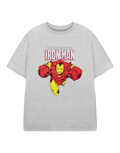 Marvel Iron Man Jungen Grau Kurzarm T-Shirt Grafik T-Shirt für Kinder | Superheld Ironman Cartoon Kleidung | Tony Stark Movie Merchandise Geschenk für Kinder & Jugendliche von Marvel