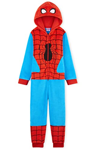 Marvel Jumpsuit Kinder Jungen Onesie, Spiderman Kinder Fleece Overall (Rot/Blau, 5-6 Jahre) von Marvel