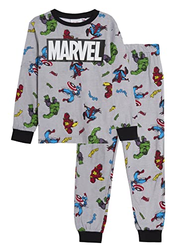 Marvel Jungen Avengers Schlafanzug Kinder Full Length Pjs Hulk Spiderman Captain America Iron Man Nachtwäsche Set, grau, 8 Jahre von Marvel