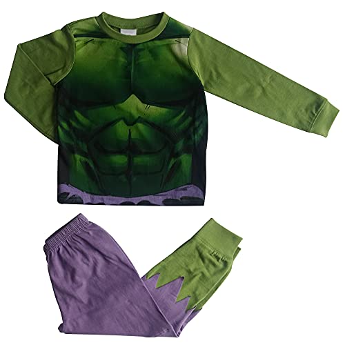 Marvel Incredible Hulk Schlafanzug für Jungen Dress Up Pjs Kids Avengers Neuheit Full Length Set, grün, 7-8 Jahre von Marvel