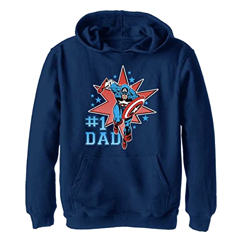 Marvel Jungen Klassiker Nummer Eins Cap Hoodie, Heather Navy, L von Marvel