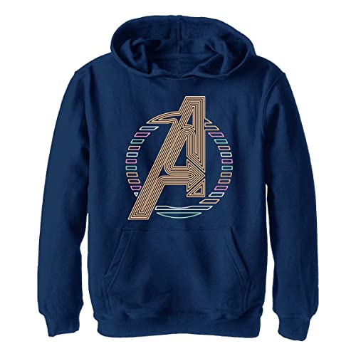 Marvel Jungen Klassischer Kapuzenpulli mit Avengers-icon in Neon, Heather Navy, M von Marvel