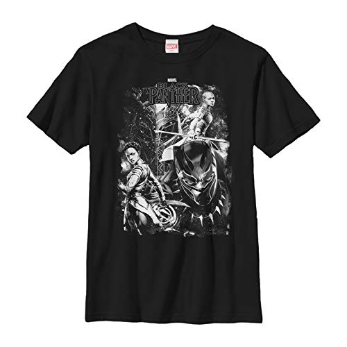 Marvel Jungen Panther in Stars T-shirt, Schwarz, XS von Fifth Sun