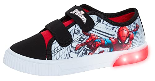 Marvel Jungen Spiderman Leuchtende Canvas-Turnschuhe Kinder Pumps mit blinkenden Lichtern, schwarz grau, 33 EU von Marvel