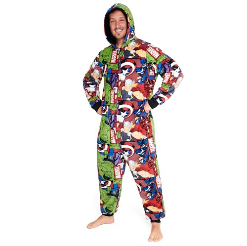 Marvel Kapuzen Flausch Fleece Onesies für Herren und Jugendliche - Bequeme Loungewear S-3XL - Geschenke für Männer (Mehrfarbig, 2XL) von Marvel