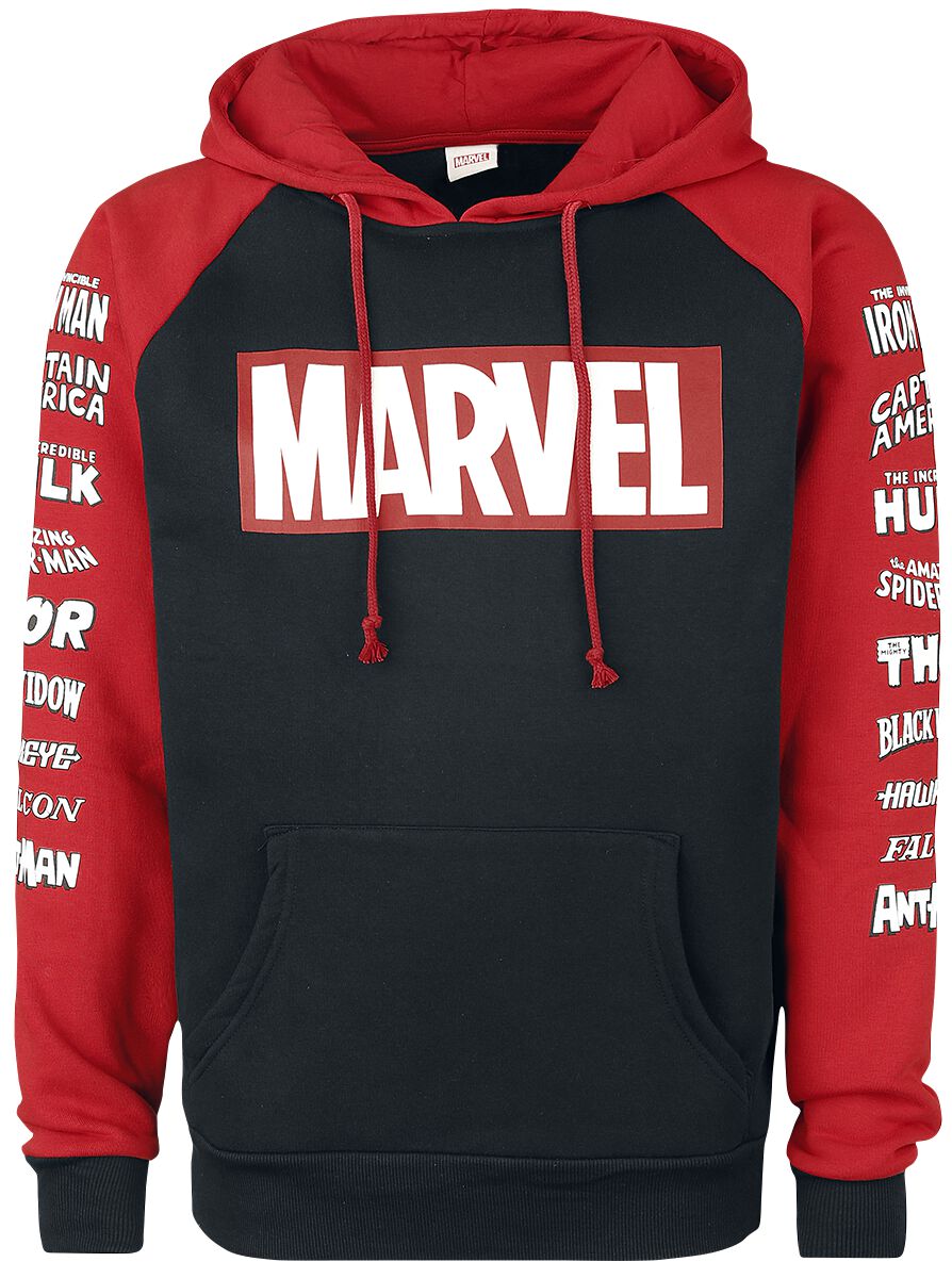 Marvel Kapuzenpullover - Logos - S bis XXL - für Männer - Größe L - schwarz/rot  - EMP exklusives Merchandise! von Marvel