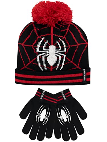 Marvel Kinder Wintermütze und Handschuhe Set Spiderman Schwarz One Size von Marvel