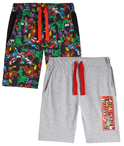 Marvel Shorts Jungen, Kurze Hosen Jungen 2er Pack, Kinder Hosen Jungs, Kurze Jogginghose Jungen und Teenager, Avengers Fanartikel, 98-164 (Grau/Multi, 13-14 Jahre) von Marvel