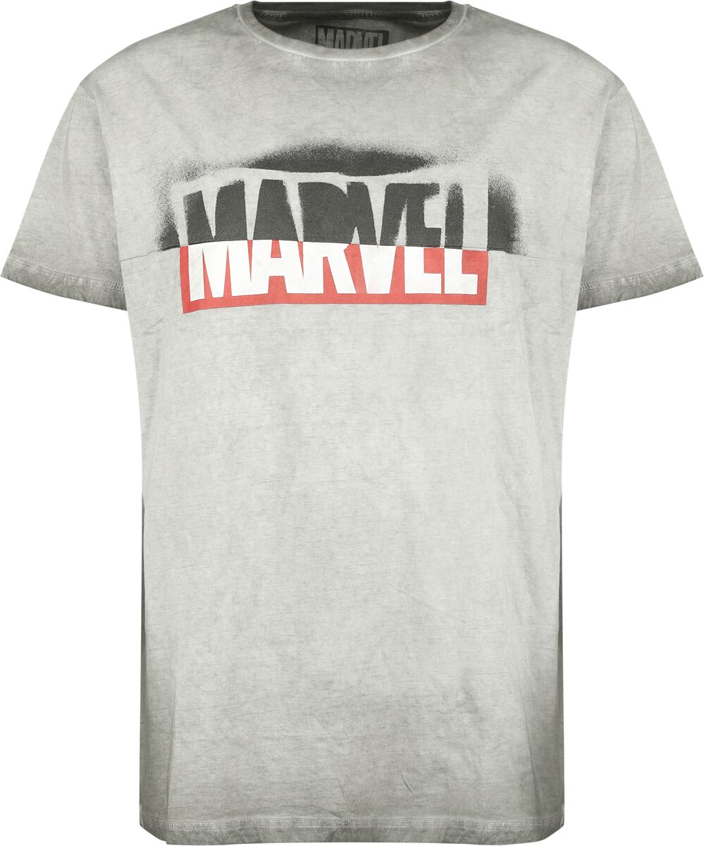 Marvel Logo Graffiti T-Shirt hellgrau in L von Marvel