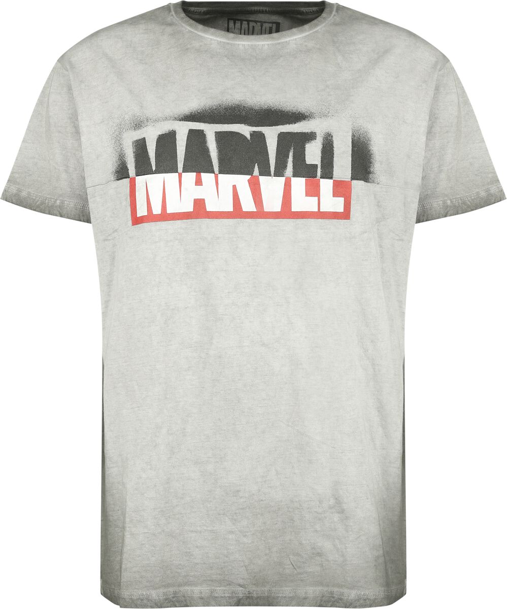 Marvel Logo Graffiti T-Shirt hellgrau in M von Marvel