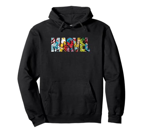 Marvel Logo With Characters Spider-Man, Iron Man, Thor, Hulk Pullover Hoodie von Marvel