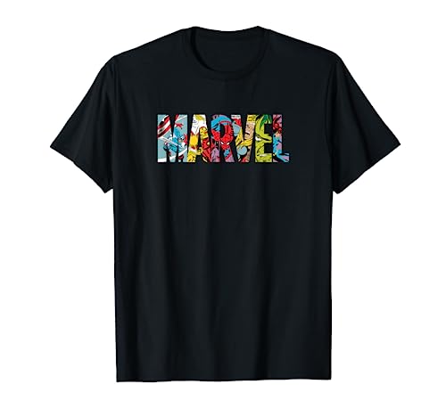 Marvel Logo With Characters Spider-Man, Iron Man, Thor, Hulk T-Shirt von Marvel