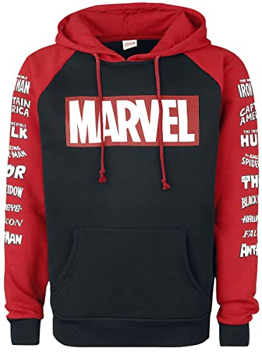 Marvel Logos Männer Kapuzenpullover schwarz/rot M 65% Baumwolle, 35% Polyester Fan-Merch, Filme von Marvel