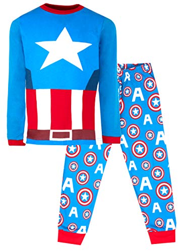 Marvel-Pyjamaset für Jungen von 3-10 Jahren | Langärmelige Captain America PJs | 100% Baumwolle Superhelden-Kostüm | Offizielle Ware | Geschenk für Jungen - 3-4 Jahren von Marvel