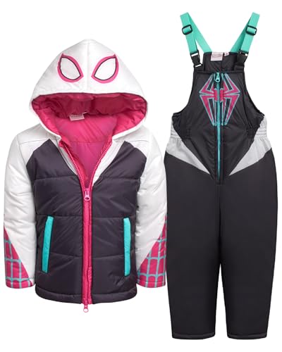 Marvel Mädchen Schneeanzug Set - 2-teiliges Ghost Spider Gwen Isolierte Winterjacke & Ski-Latzhose für Kinder, Größe 4T, Ghost Spider Gwen von Marvel