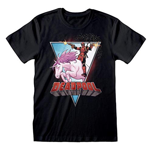 Marvel Männer Deadpool Reiten Einhorn-Schwarz-T-Shirt: Kleine von Marvel