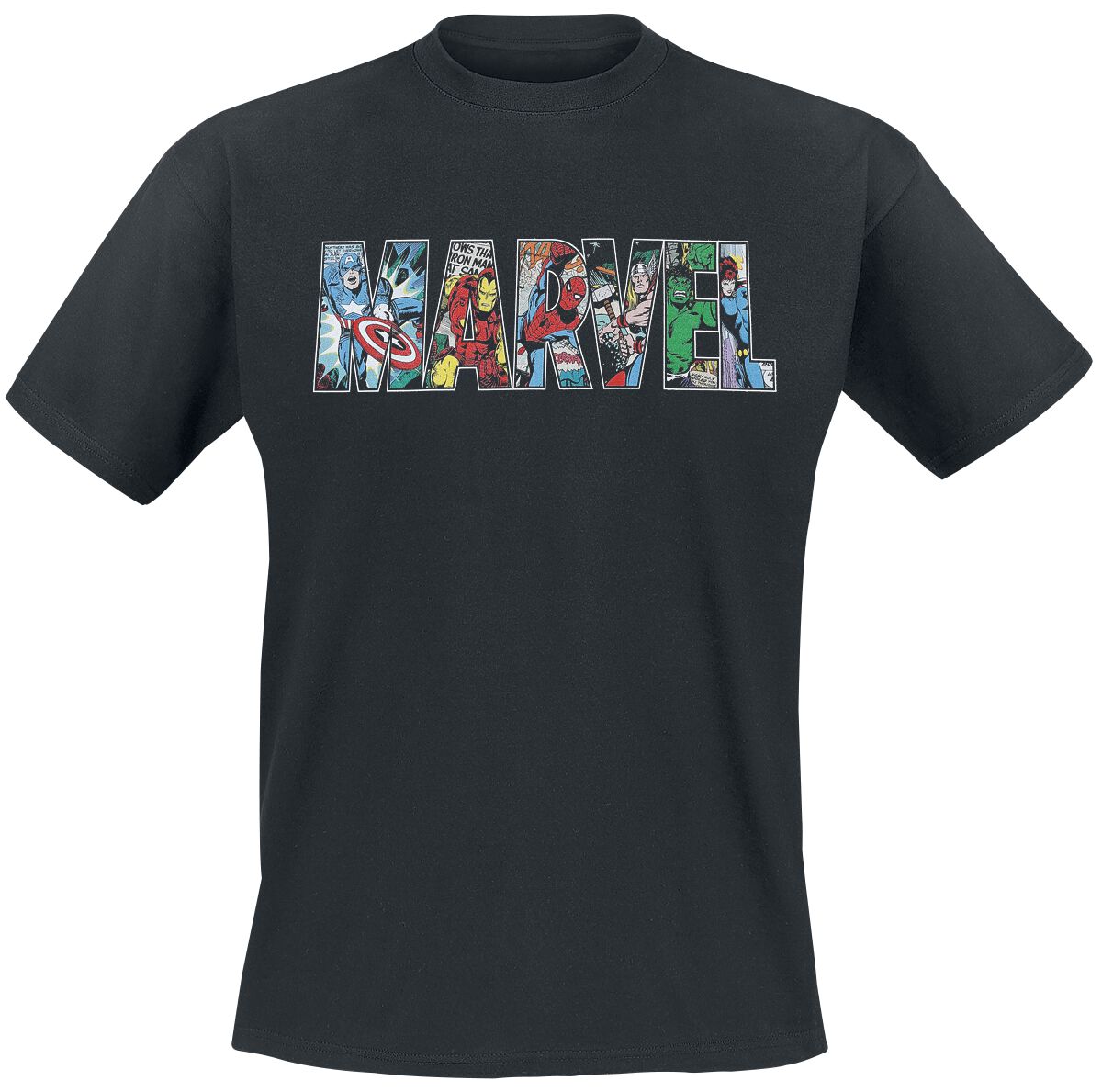 Marvel - Marvel T-Shirt - Character Logo - S bis XXL - für Männer - Größe S - schwarz  - Lizenzierter Fanartikel von Marvel