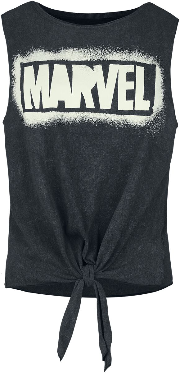 Marvel - Marvel Top - Logo Graffiti - S bis XXL - für Damen - Größe XXL - schwarz  - Lizenzierter Fanartikel von Marvel