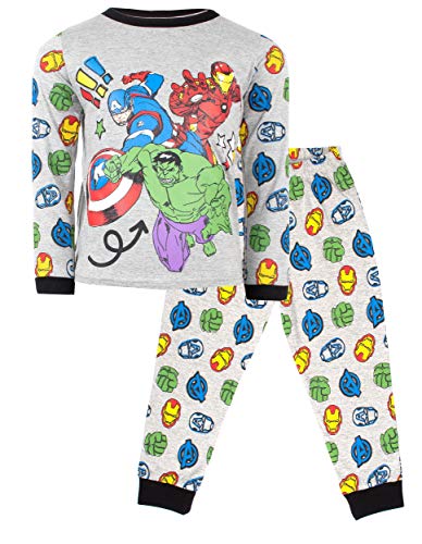 Marvel Offizielles Avengers Pyjama-Set | Alter 3–10 Jahre erhältlich | Langarm Avengers PJs | 100% Baumwolle | Offizieller Merchandise von Marvel