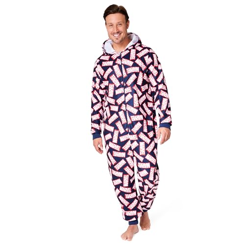 Marvel Onesie Herren mit Kupuze, Fleece Schlafoveralls für Herren Teenager, Jumpsuit Herren Lang - Größen S bis XXL (Schwarz/Rot, S) von Marvel