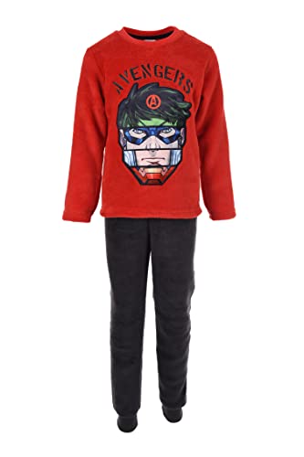 Marvel Pyjama Jungen, Avengers 2-Teiliger Pyjama, Weicher Samt, Captain America Thor Iron Man Hulk Design, Geschenk für Jungen, Größen 4–10 Jahre (6 Jahre, Rot) von Marvel