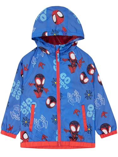 Marvel Regenmantel Kinde, Regenjacke Kinder Mit Kapuze, Spidey And His Amazing Friends Jacke Jungen, Blau 92 von Marvel