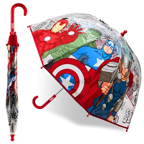 Marvel Regenschirm für Kinder Jungen Durchsichtig Lustiger Regenschirm Transparent Avengers Spiderman Regenschirm Kinder (Mehrfarbig Avengers) von Marvel