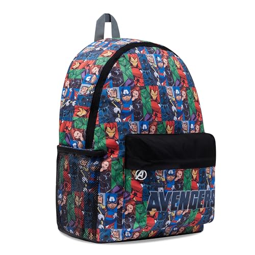 Marvel Rucksack, Schulrucksack mit gepolsterte Gurten & Mesh-Seitentaschen - Geschenke für Jungs (Mehrfarbigen) von Marvel