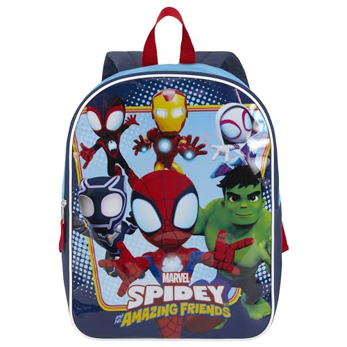 Marvel Rucksack für Kinder, 38,1 cm, tolle Büchertasche für Jungen, gepolsterte Gurte und großes Reißverschlussfach, Schulbedarf, Spiderman, Blau, 15 Inch von Marvel