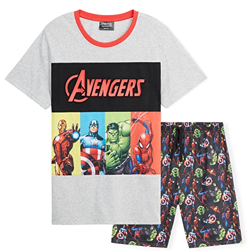 Marvel Schlafanzug Jungen Kurz 3D Kinder Pyjama Set Schlafanzüge für Jungen und Teenagers Shorty Kurzer Sommer Schlafanzug 4-14 Jahre (Mehrfarbig Avengers, 5-6 Jahre) von Marvel