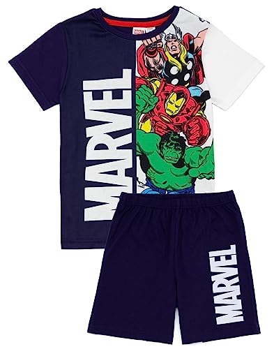 Marvel-Schlafanzug für Jungen | Kinder Thor Iron Man Hulk Captain America Superheld T-Shirt Shorts Pjs Set | Merchandise-Geschenke für Film-Comic-Charaktere von Marvel