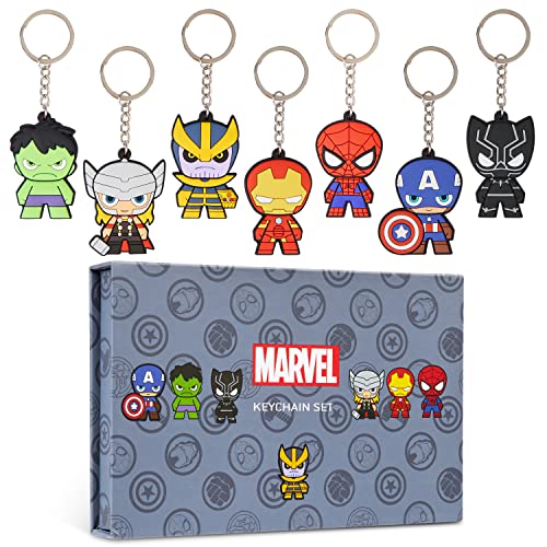 Marvel Schlüsselanhänger Kinder Set 7er Stück Superhelden Figuren Keychain Captain America Spiderman Schlüsselanhänger Geschenke Set von Marvel